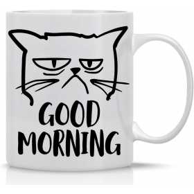 Cana alba din ceramica, cu mesaj, Grumpy Cat, Good Morning, 330 ml